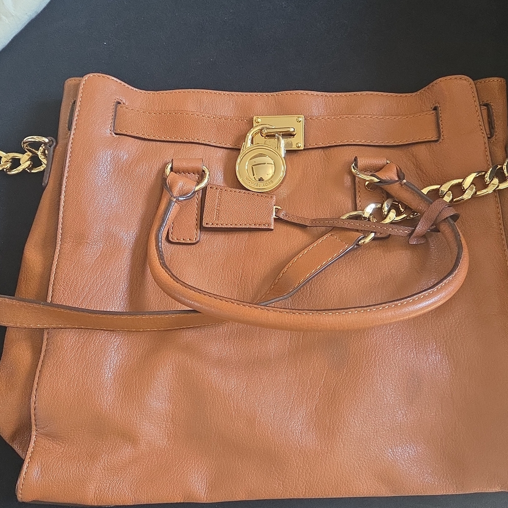 Michael Kors Tan Leather Shoulder Bag with Gold Accents